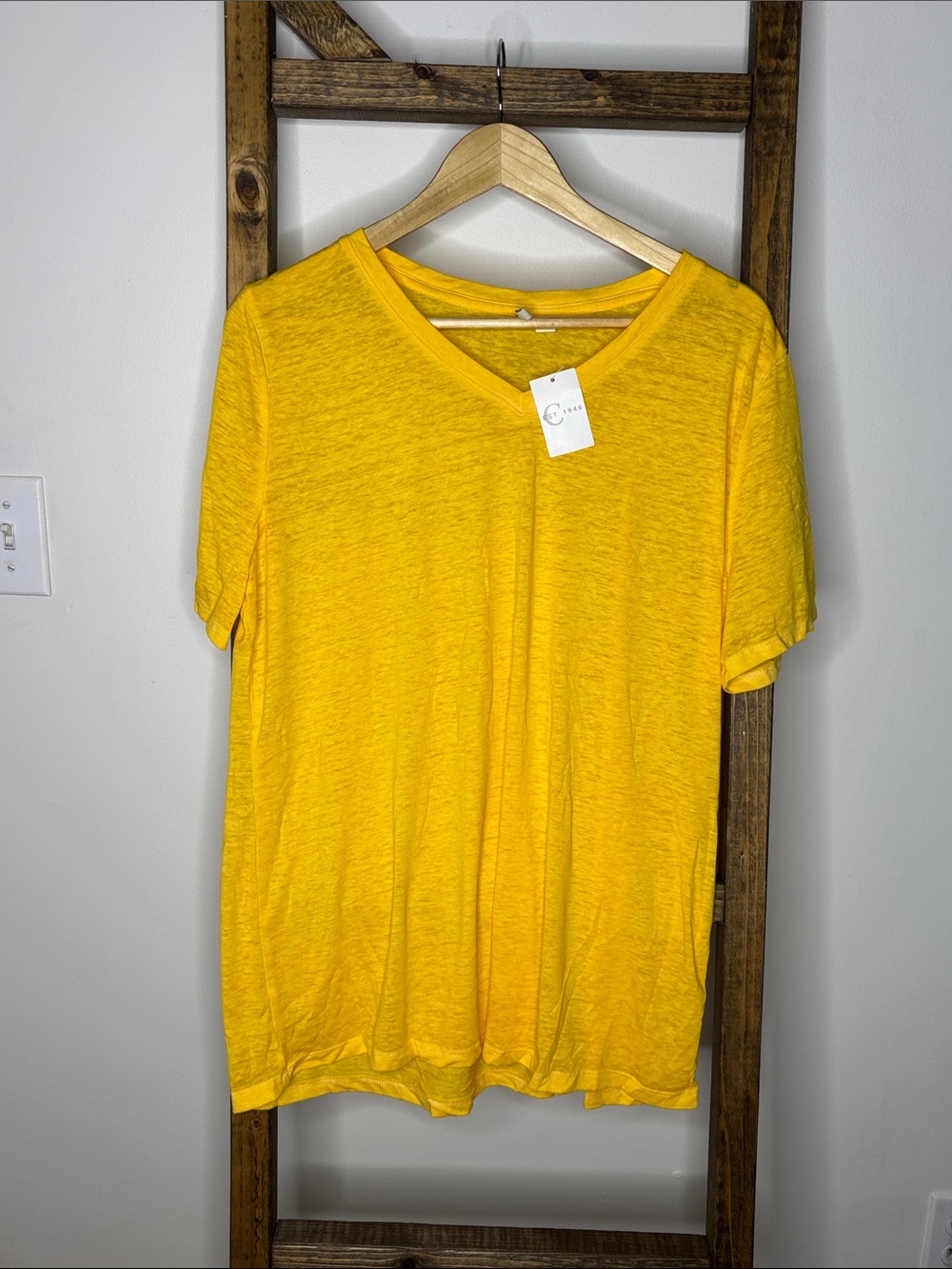 Cato V-Neck Short Sleeve Tee in Yellow